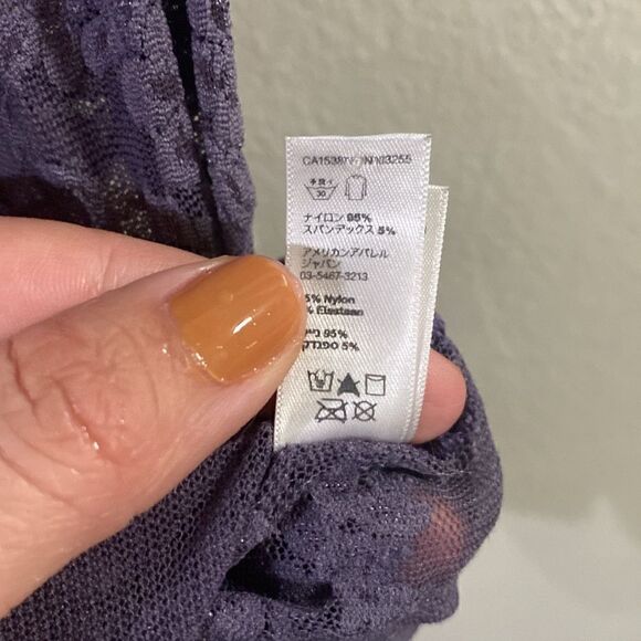 EUC American Apparel Purple Nylon Mesh Stretch Lace Mini Dress - Picture 7 of 8